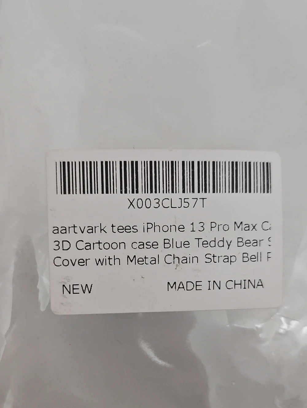 Blue Metallic Bear Phone Case with Silver Bear Bell Keychain Iphone 13 Pro Max